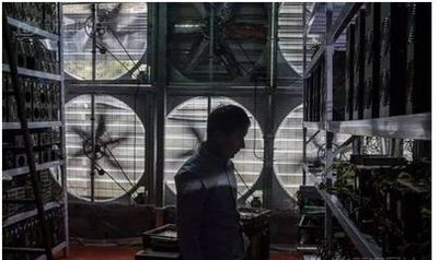 A modern mining farm, showcasing mining machines operating in an optimal environment